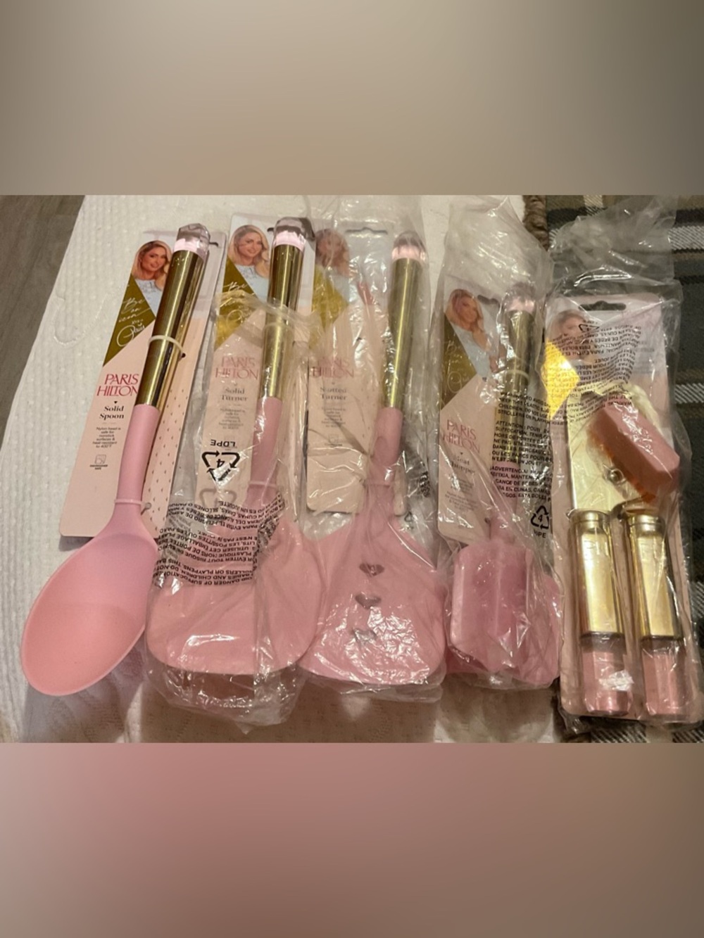 Paris Hilton Pink and Gold Silicone Kitchen Utensil Set